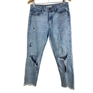 Earthbound Trading Co Women's 27 Light Wash Destroyed Denim Boyfriend Jeans